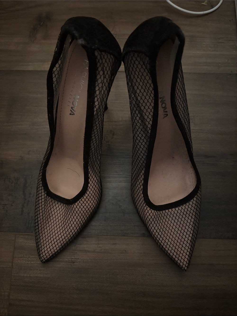 Fashion Nova Black Mesh Pointed Pumps